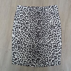 J. Crew Brown and White Animal Print Preppy Secretary Skirt 2
